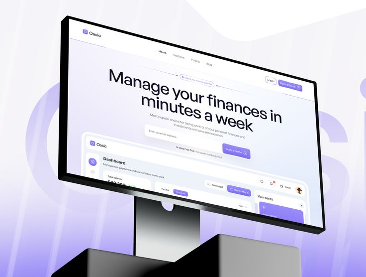 Tampilan website dashboard finansial pada layar desktop